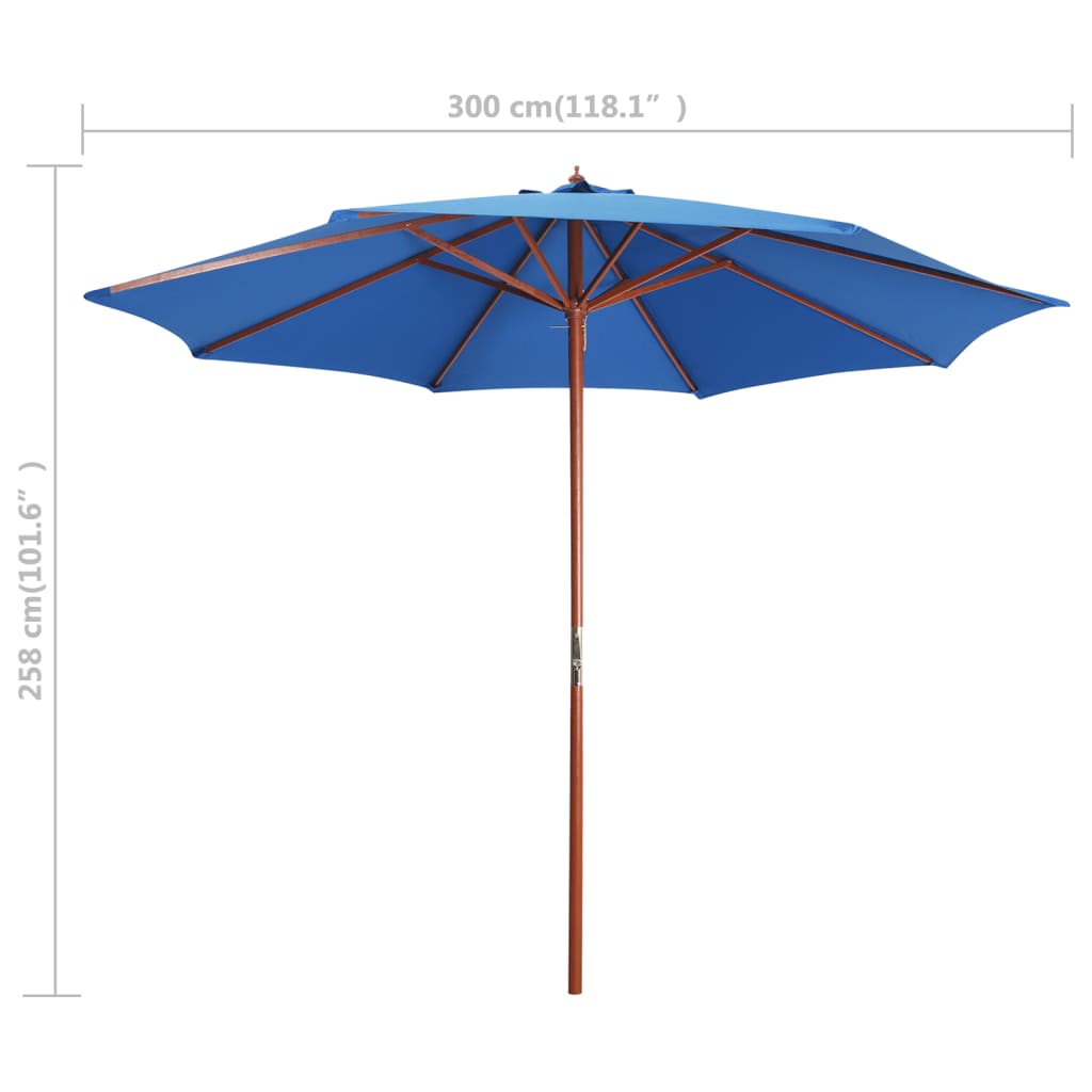 Parasol met houten paal 300x258 cm blauw is nu te koop bij PeponiXL, paradijselijk wonen!