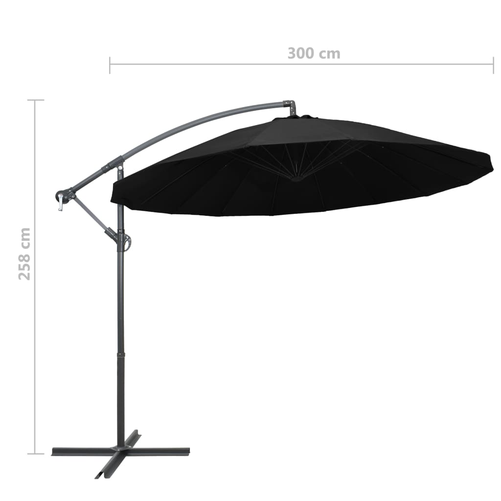 Zweefparasol met aluminium paal 3 m zwart is nu te koop bij PeponiXL, paradijselijk wonen!