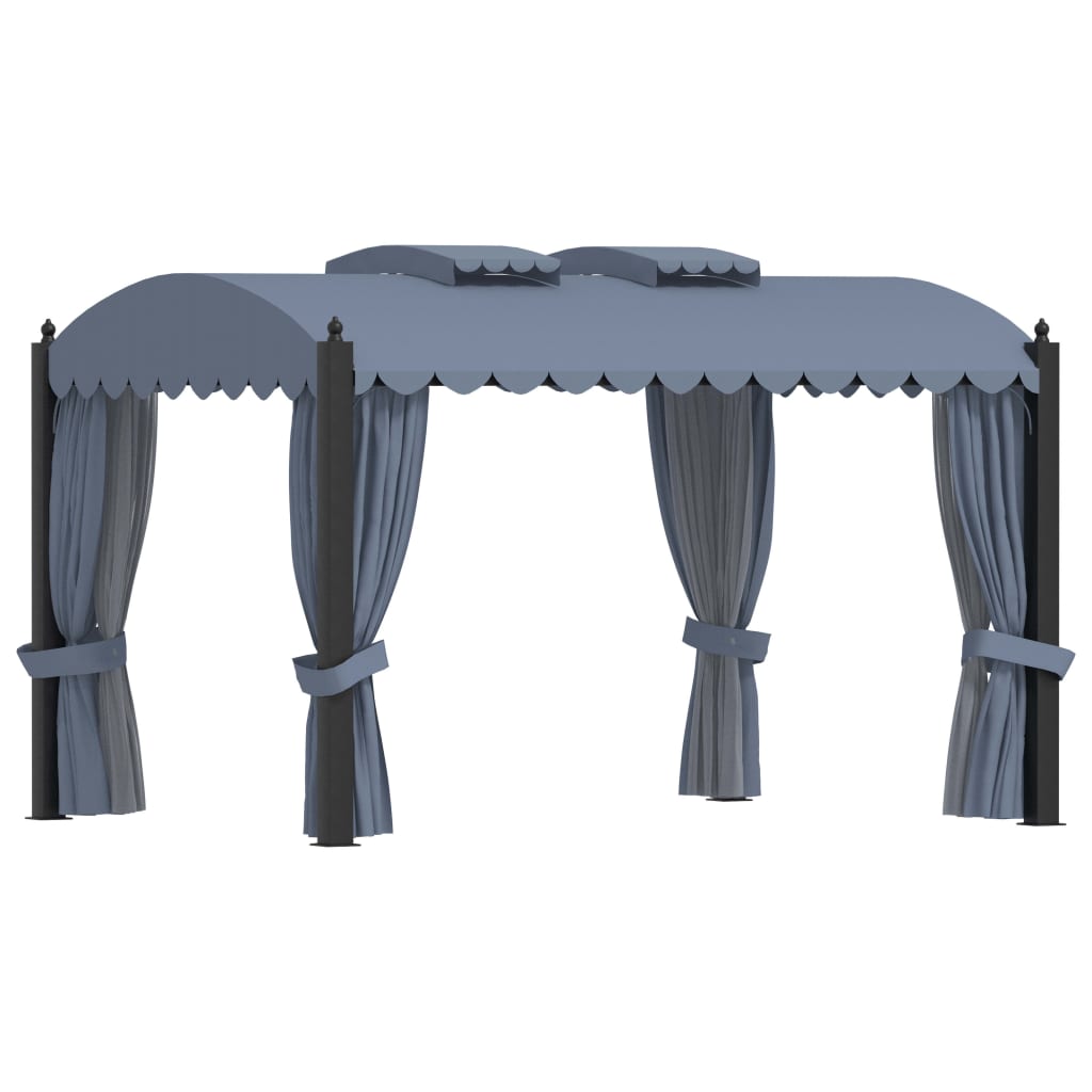 Prieel met gordijnen 3x4 m staal antraciet is nu te koop bij PeponiXL, paradijselijk wonen!