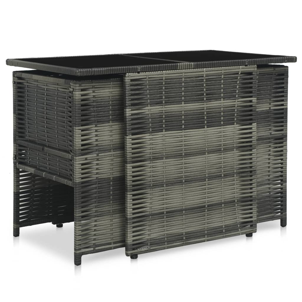 3-delige Bistroset met kussens poly rattan grijs is nu te koop bij PeponiXL, paradijselijk wonen!