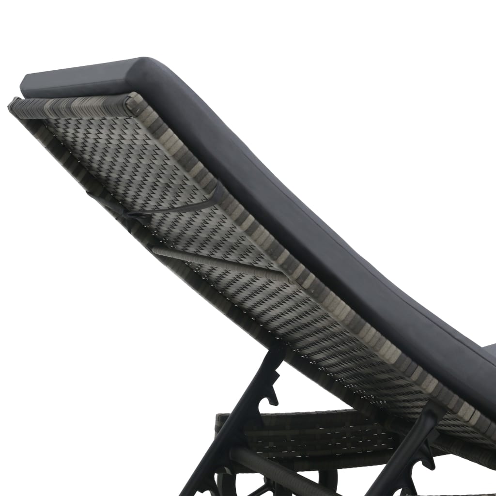 Ligbed met wielen en kussen poly rattan antraciet is nu te koop bij PeponiXL, paradijselijk wonen!