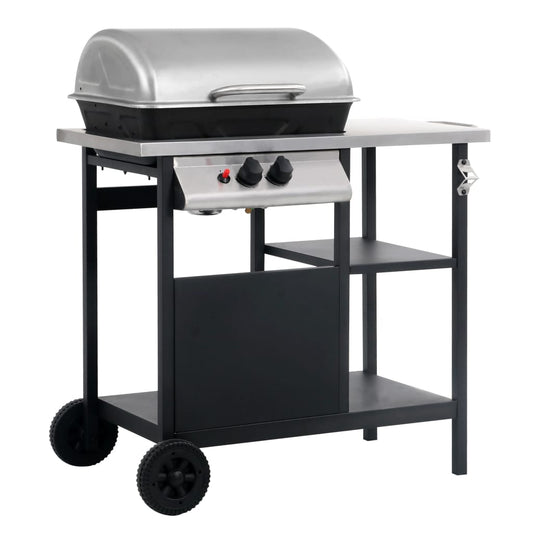 Gasbarbecue met 3-laags zijtafel zwart en zilverkleurig is nu te koop bij PeponiXL, paradijselijk wonen!