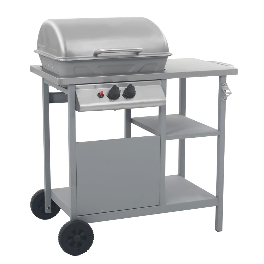 Gasbarbecue met 3-laags zijtafel zwart en zilverkleurig is nu te koop bij PeponiXL, paradijselijk wonen!