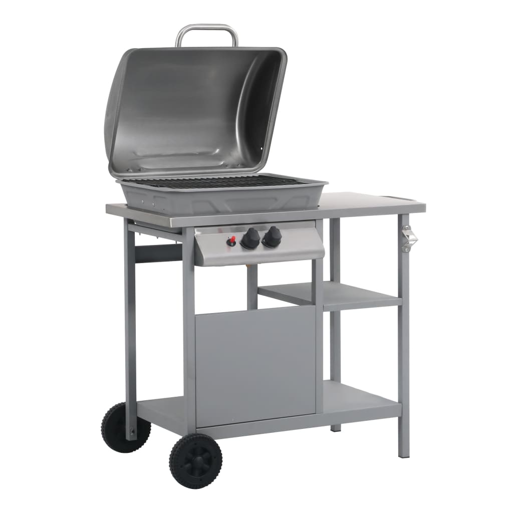 Gasbarbecue met 3-laags zijtafel zwart en zilverkleurig is nu te koop bij PeponiXL, paradijselijk wonen!