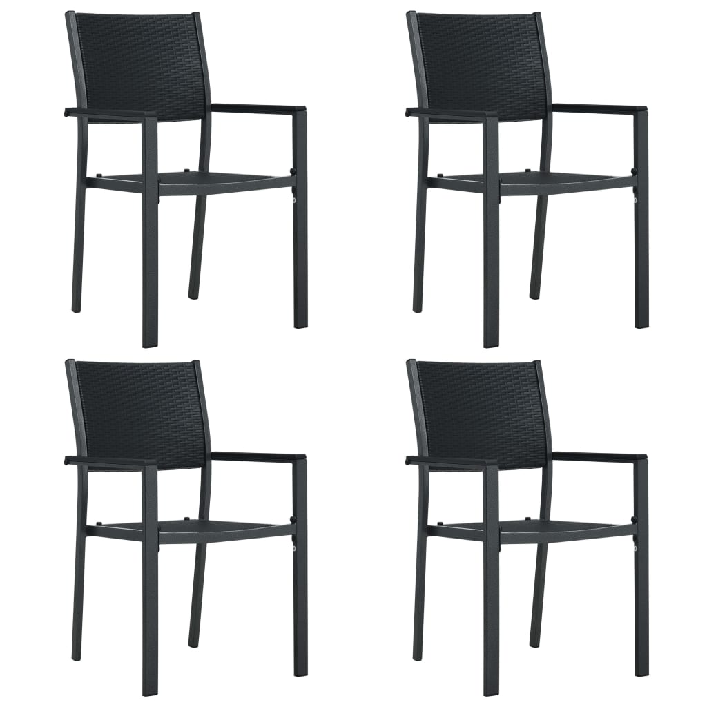 Tuinstoel 4 st rattan-look kunststof zwart is nu te koop bij PeponiXL, paradijselijk wonen!