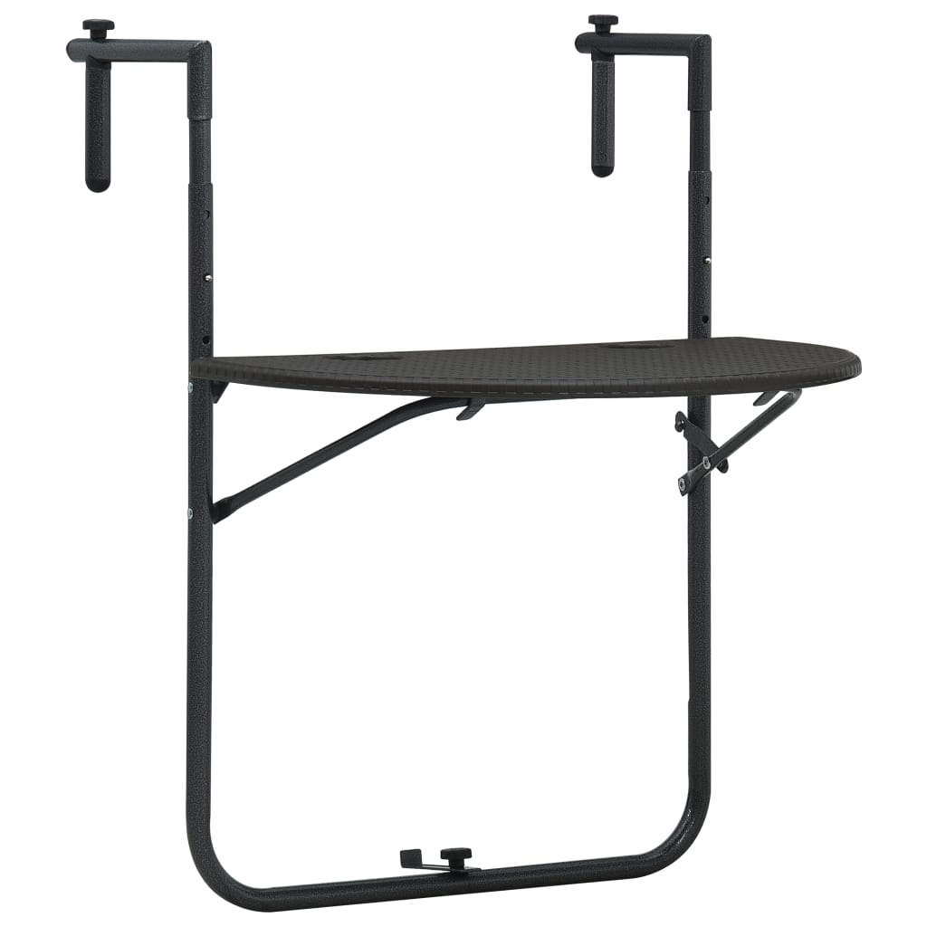 Balkontafel hangend 60x64x83,5 cm rattan-look kunststof bruin is nu te koop bij PeponiXL, paradijselijk wonen!