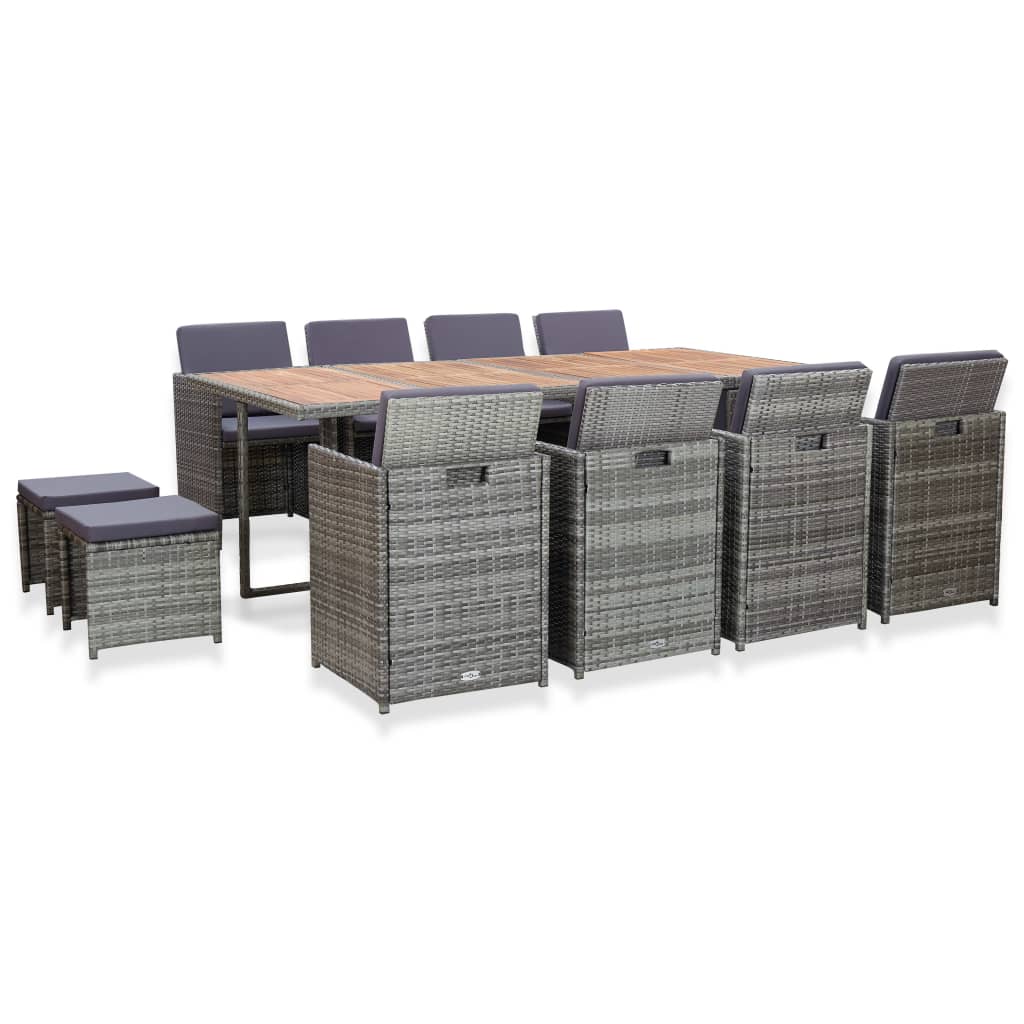 13-delige Tuinset poly rattan en acaciahout antraciet is nu te koop bij PeponiXL, paradijselijk wonen!