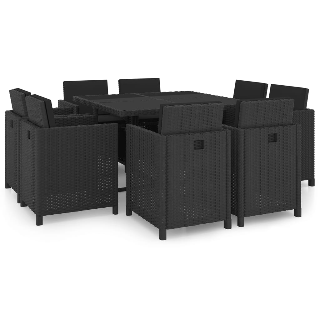 9-delige Tuinset met kussens poly rattan zwart is nu te koop bij PeponiXL, paradijselijk wonen!