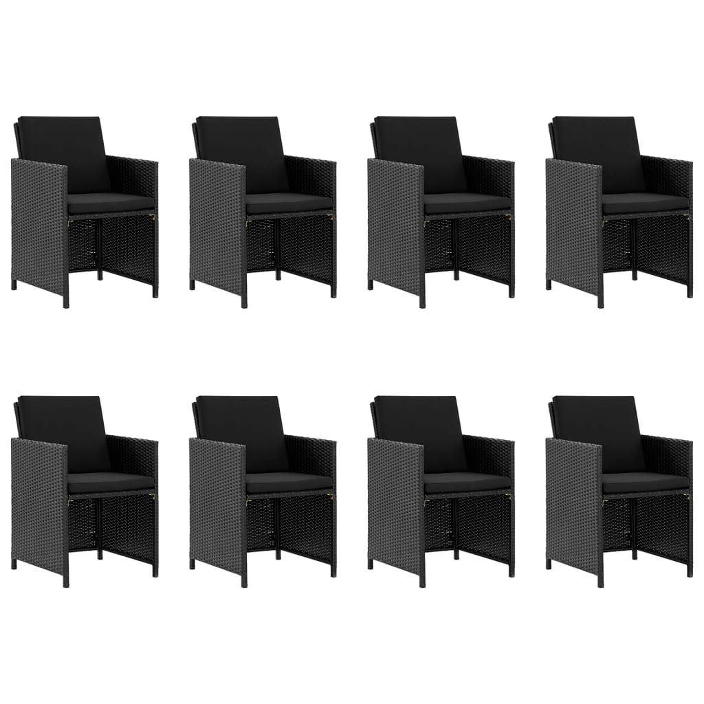 9-delige Tuinset met kussens poly rattan zwart is nu te koop bij PeponiXL, paradijselijk wonen!