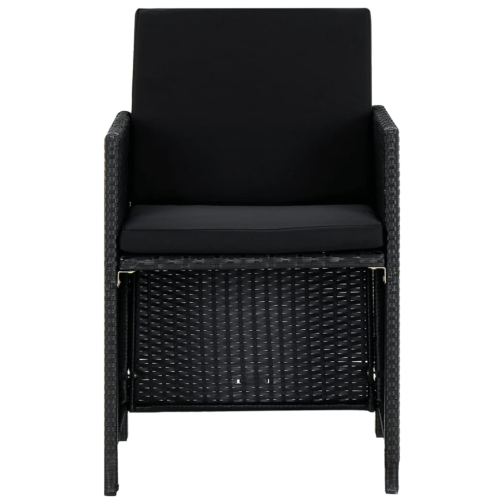 9-delige Tuinset met kussens poly rattan zwart is nu te koop bij PeponiXL, paradijselijk wonen!