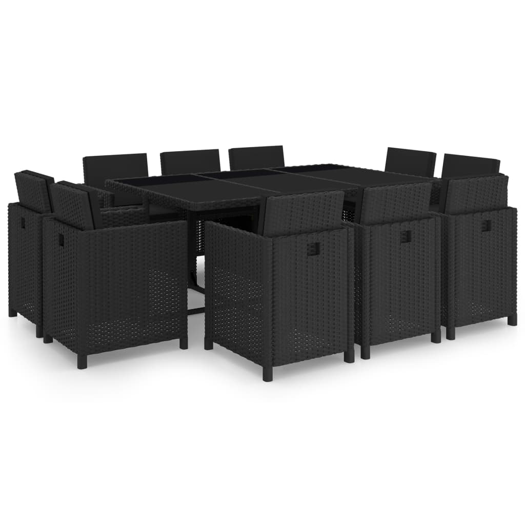 11-delige Tuinset met kussens poly rattan zwart is nu te koop bij PeponiXL, paradijselijk wonen!