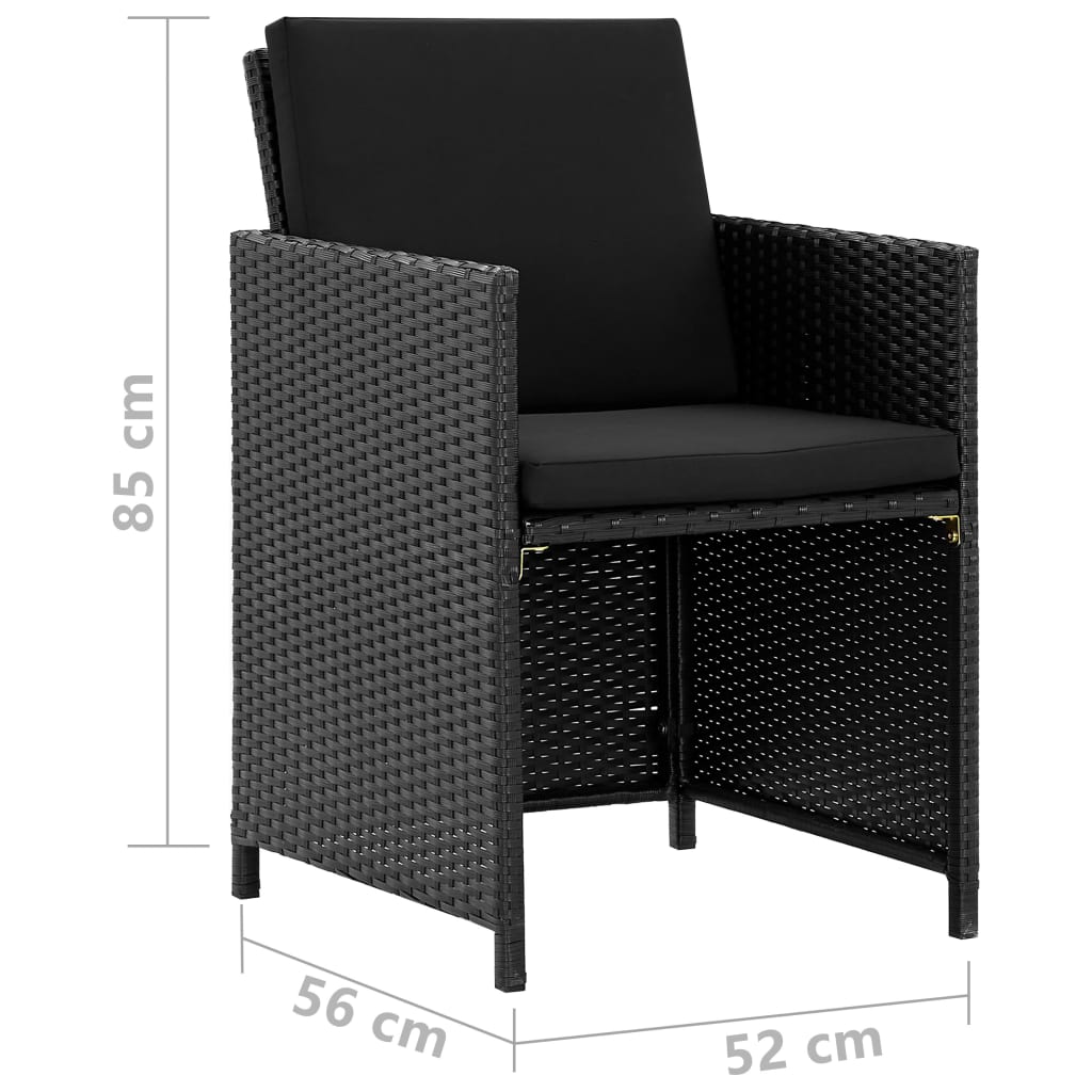 11-delige Tuinset met kussens poly rattan zwart is nu te koop bij PeponiXL, paradijselijk wonen!