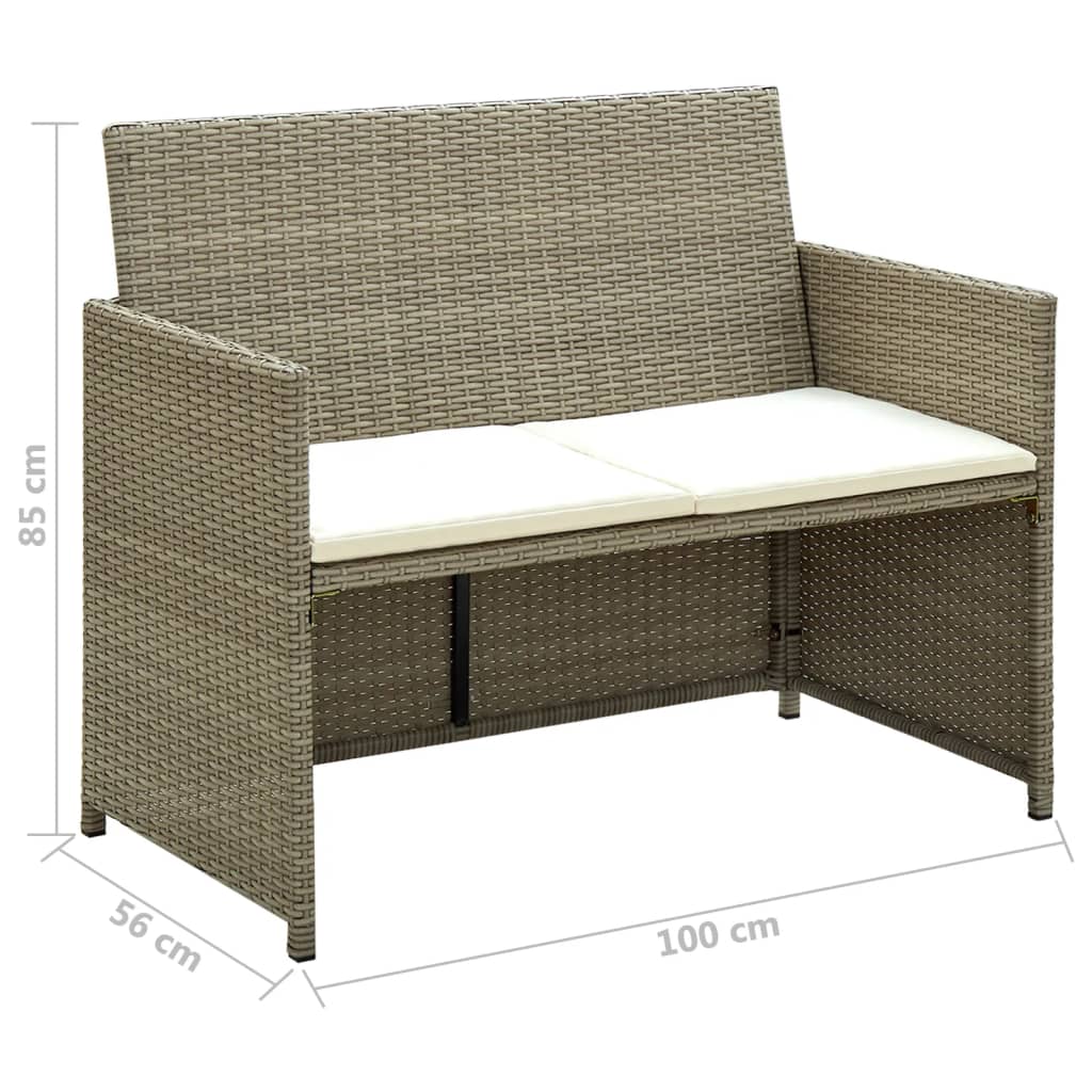 Tuinbank 2-zits met kussens poly rattan beige is nu te koop bij PeponiXL, paradijselijk wonen!