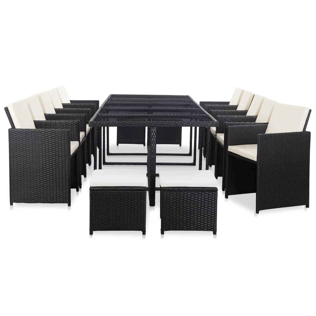 15-delige Tuinset met kussens poly rattan zwart is nu te koop bij PeponiXL, paradijselijk wonen!