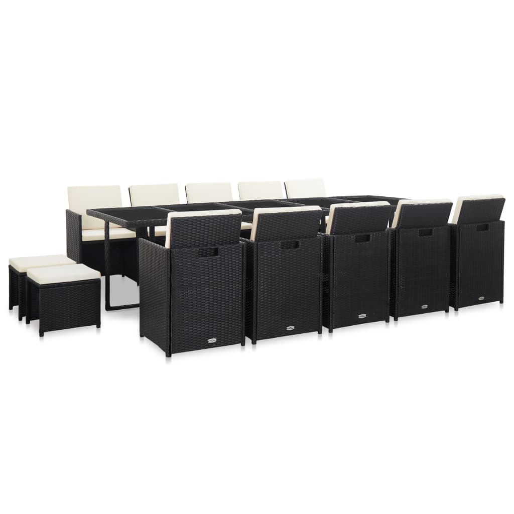 15-delige Tuinset met kussens poly rattan zwart is nu te koop bij PeponiXL, paradijselijk wonen!