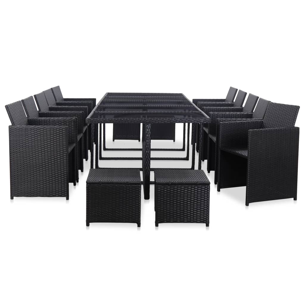 15-delige Tuinset met kussens poly rattan zwart is nu te koop bij PeponiXL, paradijselijk wonen!