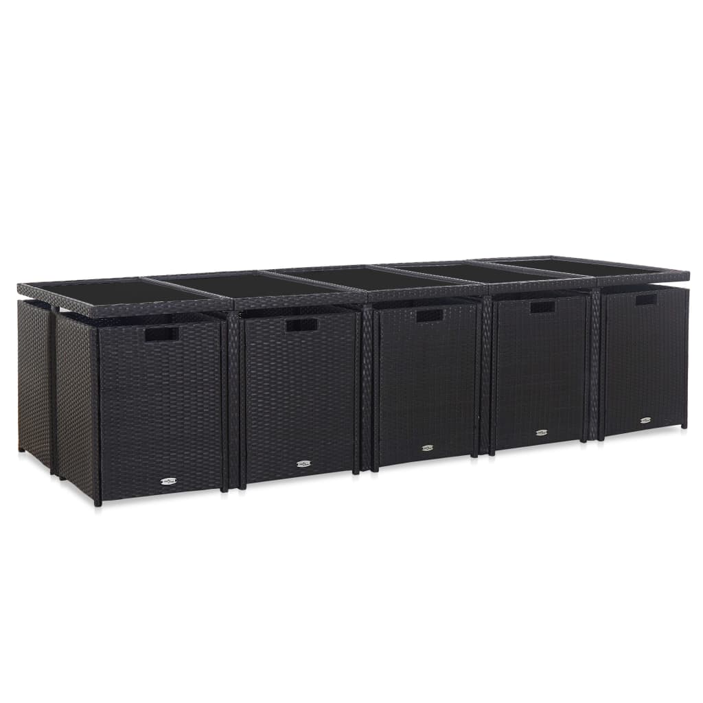 15-delige Tuinset met kussens poly rattan zwart is nu te koop bij PeponiXL, paradijselijk wonen!