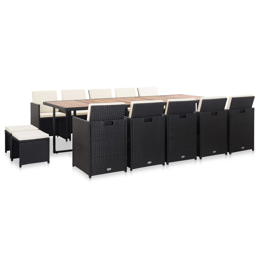 15-delige Tuinset met kussens poly rattan zwart is nu te koop bij PeponiXL, paradijselijk wonen!