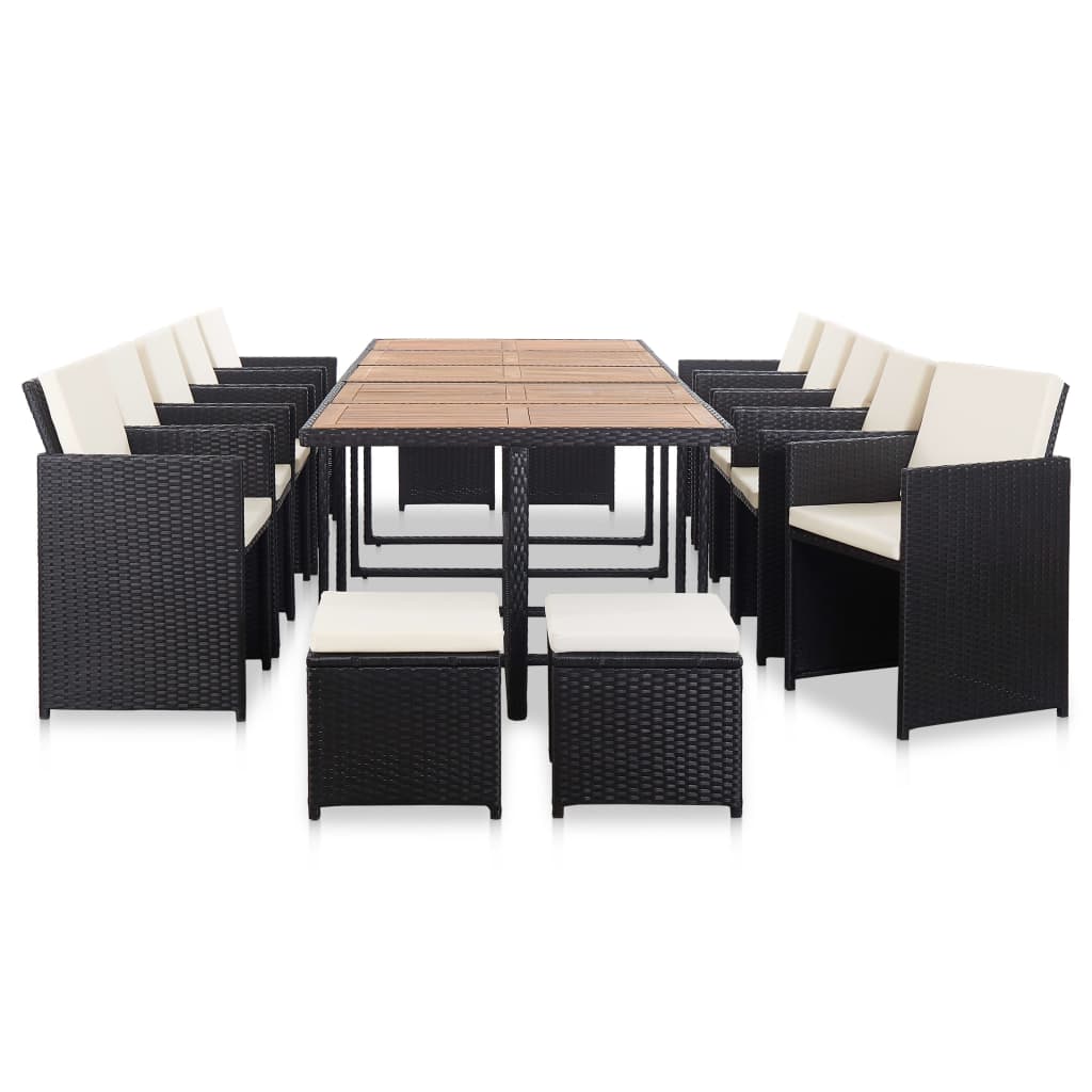 15-delige Tuinset met kussens poly rattan zwart is nu te koop bij PeponiXL, paradijselijk wonen!