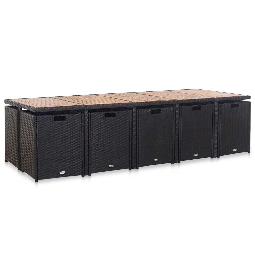 15-delige Tuinset met kussens poly rattan zwart is nu te koop bij PeponiXL, paradijselijk wonen!