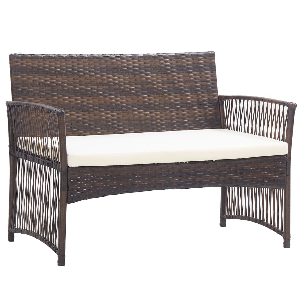 4-delige Loungeset met kussens poly rattan bruin is nu te koop bij PeponiXL, paradijselijk wonen!