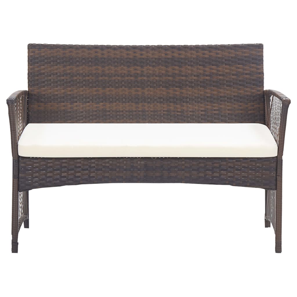 4-delige Loungeset met kussens poly rattan bruin is nu te koop bij PeponiXL, paradijselijk wonen!