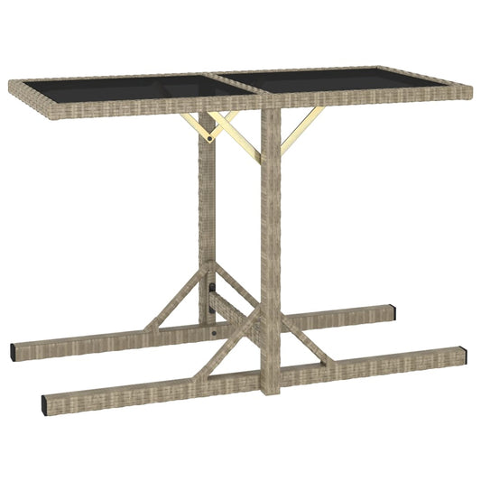 Tuintafel 110x53x72 cm glas en poly rattan beige is nu te koop bij PeponiXL, paradijselijk wonen!