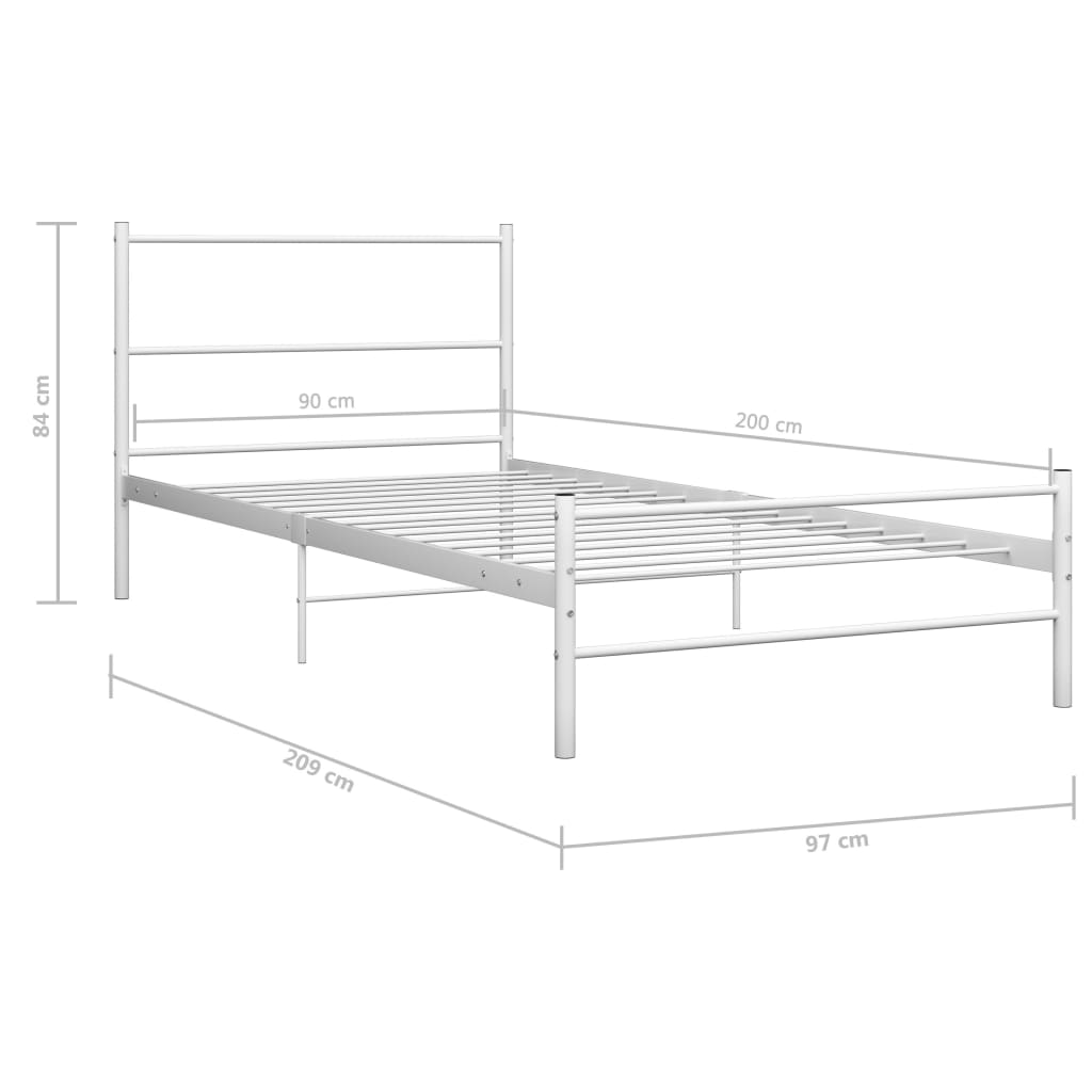 Bedframe metaal wit 90x200 cm is nu te koop bij PeponiXL, paradijselijk wonen!