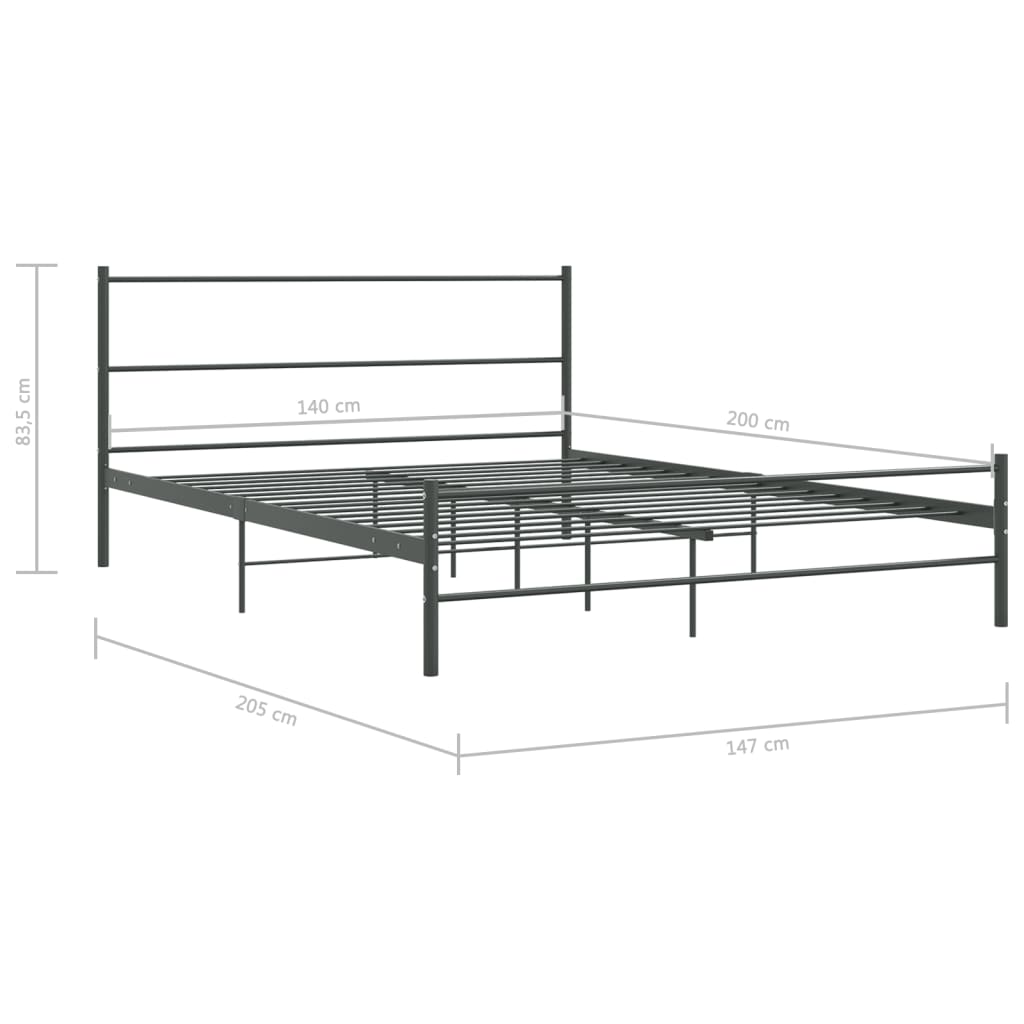 Bedframe zonder matras metaal grijs 140x200 cm is nu te koop bij PeponiXL, paradijselijk wonen!