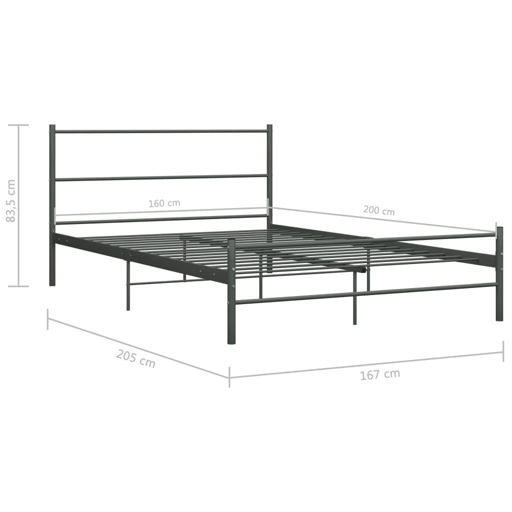Bedframe metaal grijs 160x200 cm is nu te koop bij PeponiXL, paradijselijk wonen!
