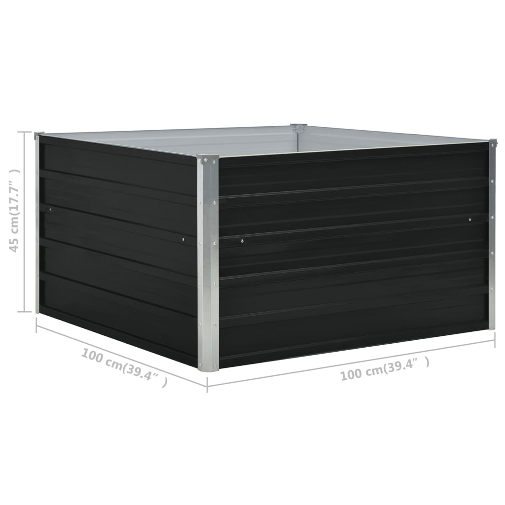 Plantenbak verhoogd 100x100x45cm gegalvaniseerd staal antraciet is nu te koop bij PeponiXL, paradijselijk wonen!