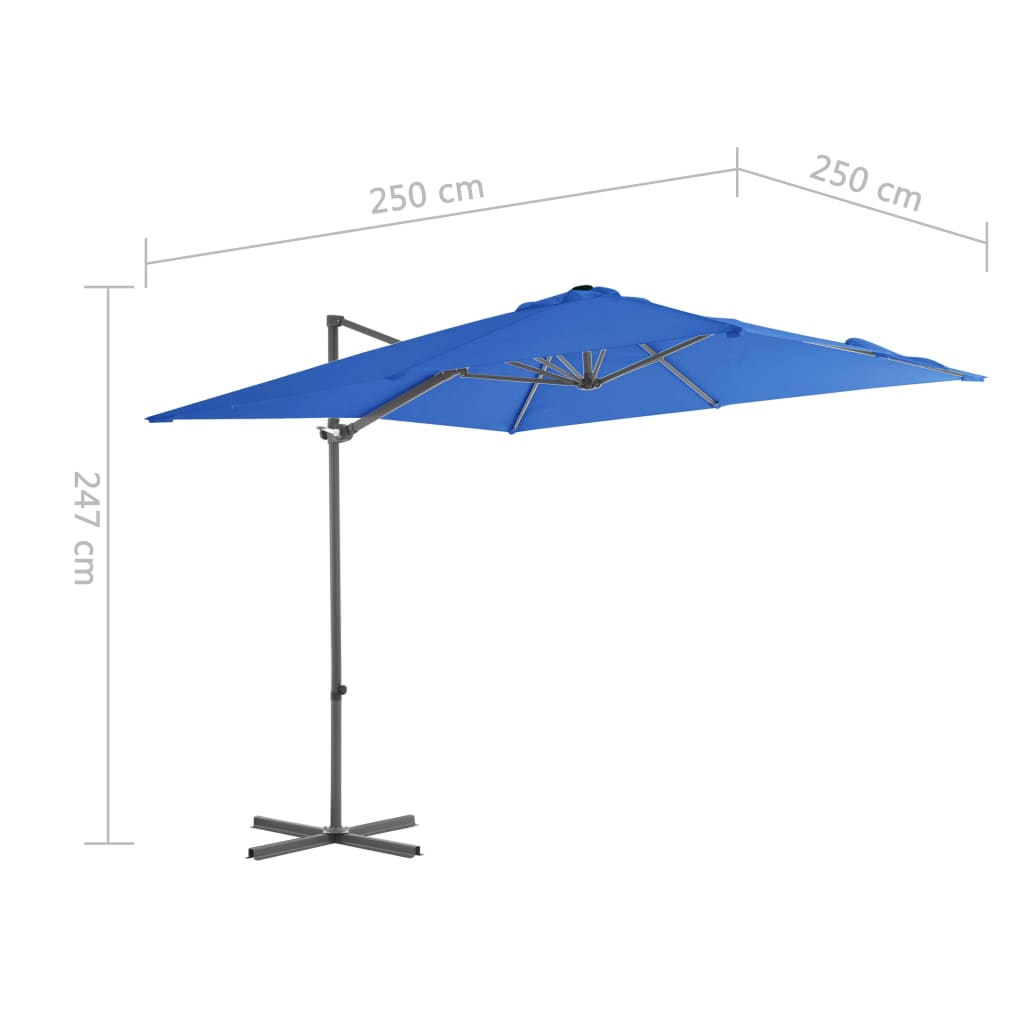 Zweefparasol met stalen paal 250x250 cm azuurblauw is nu te koop bij PeponiXL, paradijselijk wonen!