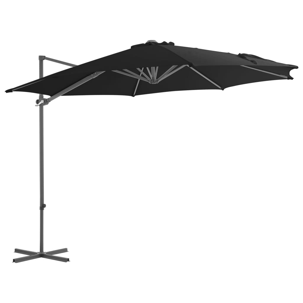 Zweefparasol met stalen paal 300 cm zwart is nu te koop bij PeponiXL, paradijselijk wonen!