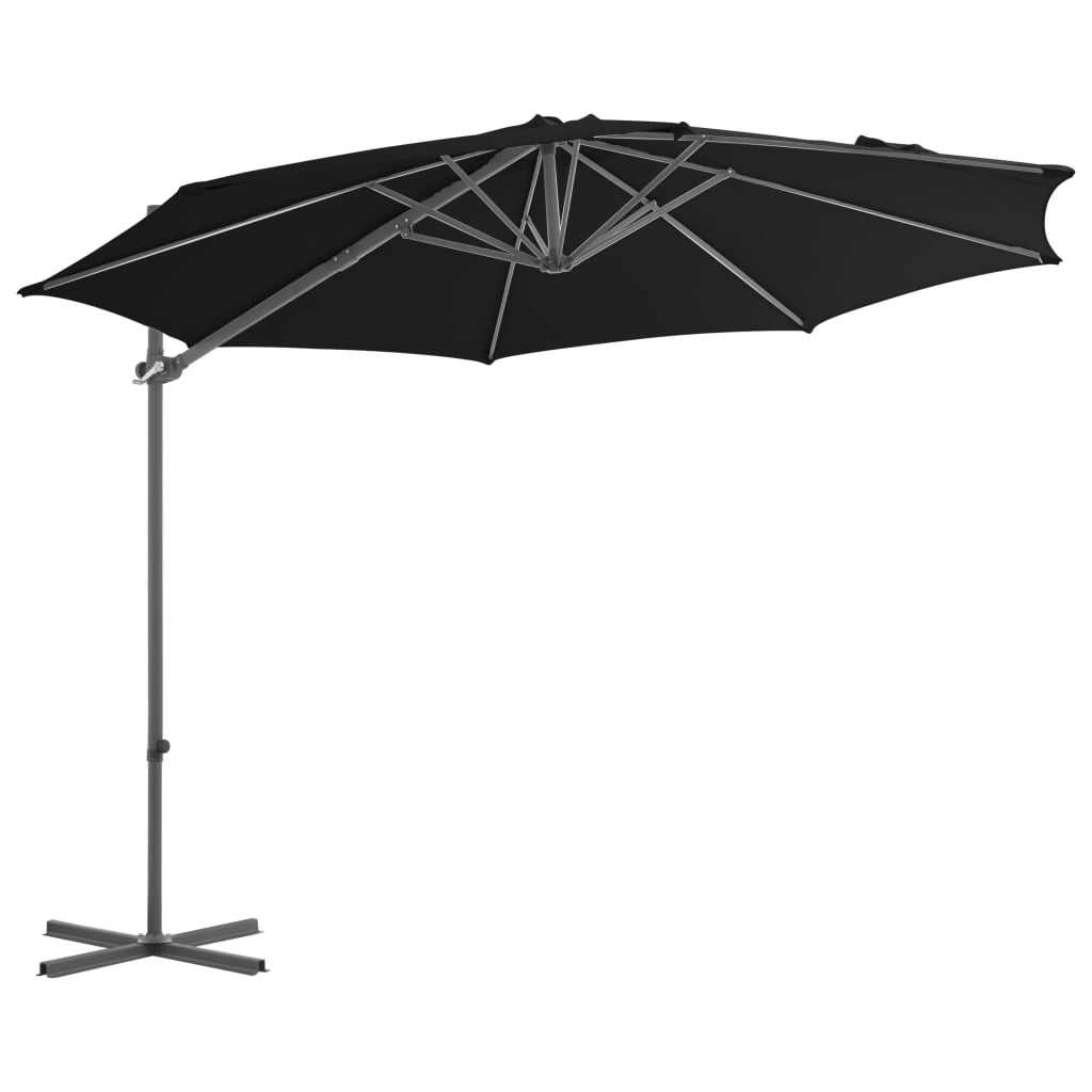Zweefparasol met stalen paal 300 cm zwart is nu te koop bij PeponiXL, paradijselijk wonen!