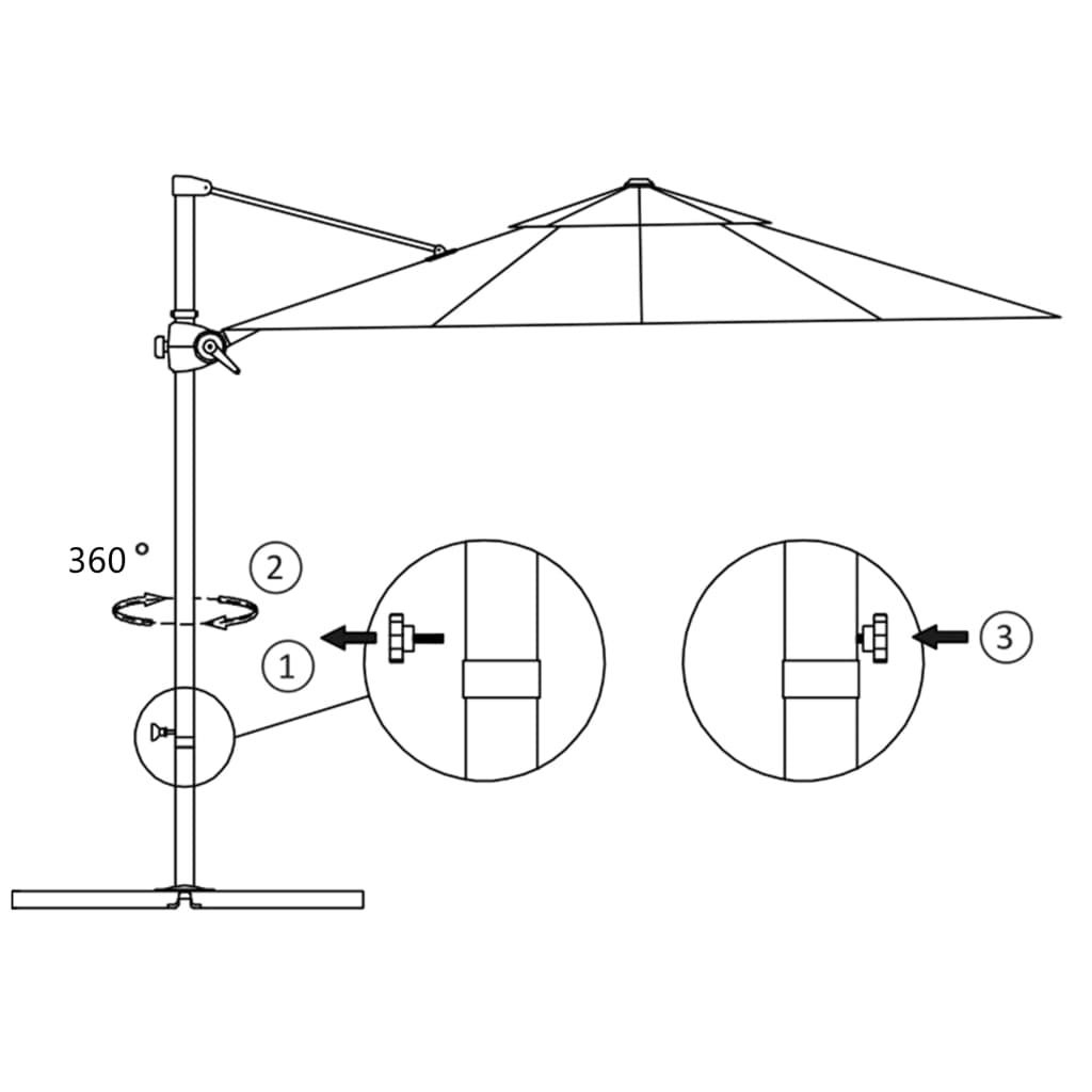 Zweefparasol met stalen paal 300 cm zwart is nu te koop bij PeponiXL, paradijselijk wonen!