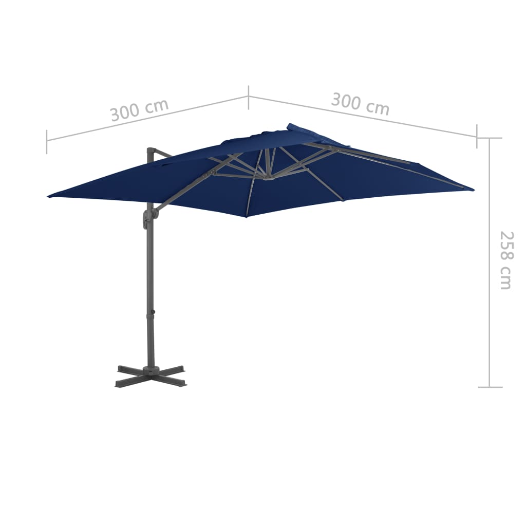 Zweefparasol met aluminium paal 3x3 m azuurblauw is nu te koop bij PeponiXL, paradijselijk wonen!