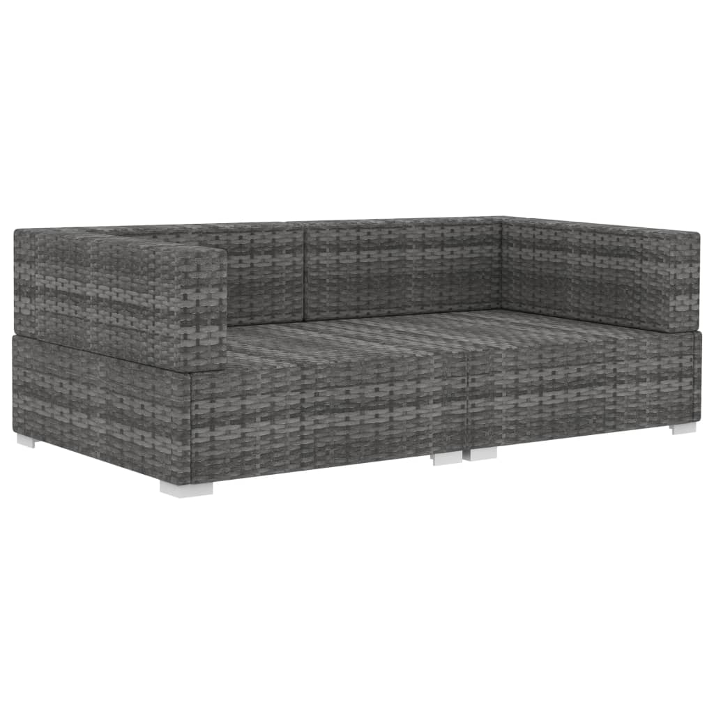 Hoekbanken 2 st met kussens poly rattan grijs is nu te koop bij PeponiXL, paradijselijk wonen!