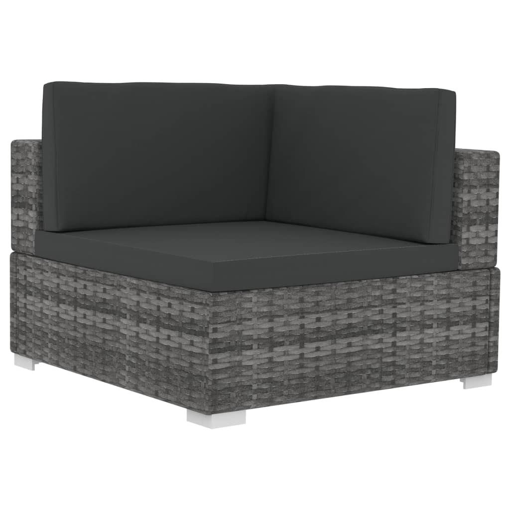 Hoekbanken 2 st met kussens poly rattan grijs is nu te koop bij PeponiXL, paradijselijk wonen!