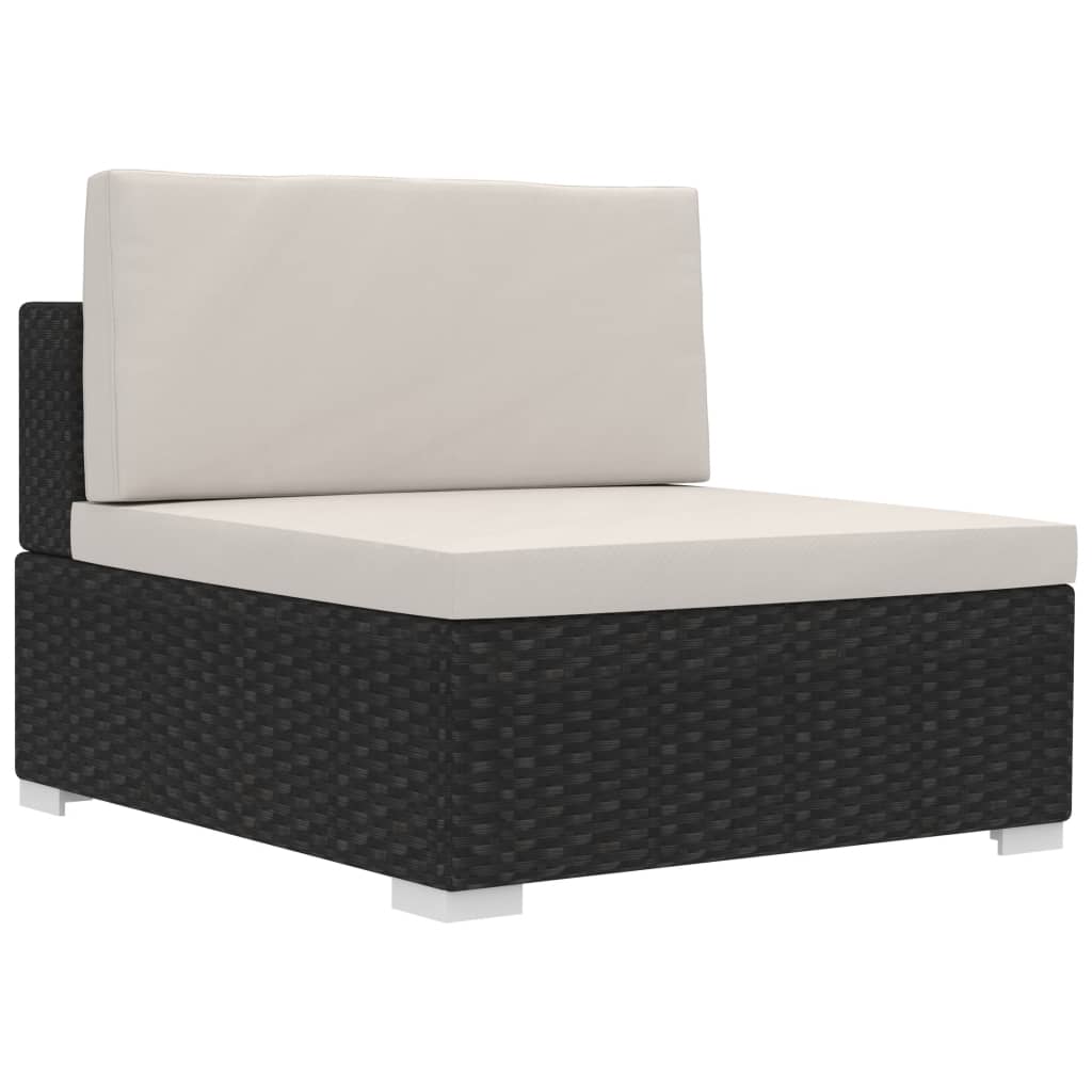 3-delige Loungeset met kussens poly rattan zwart is nu te koop bij PeponiXL, paradijselijk wonen!