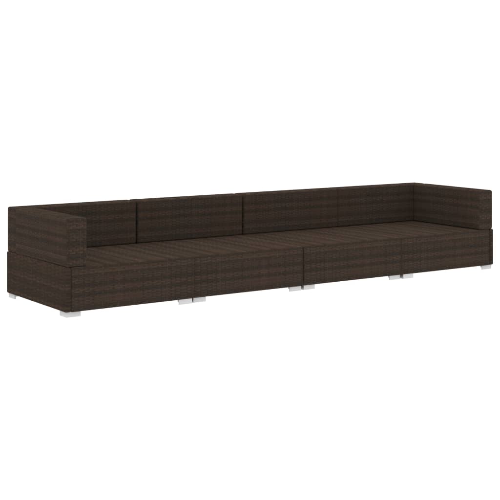 4-delige Loungeset met kussens poly rattan bruin is nu te koop bij PeponiXL, paradijselijk wonen!