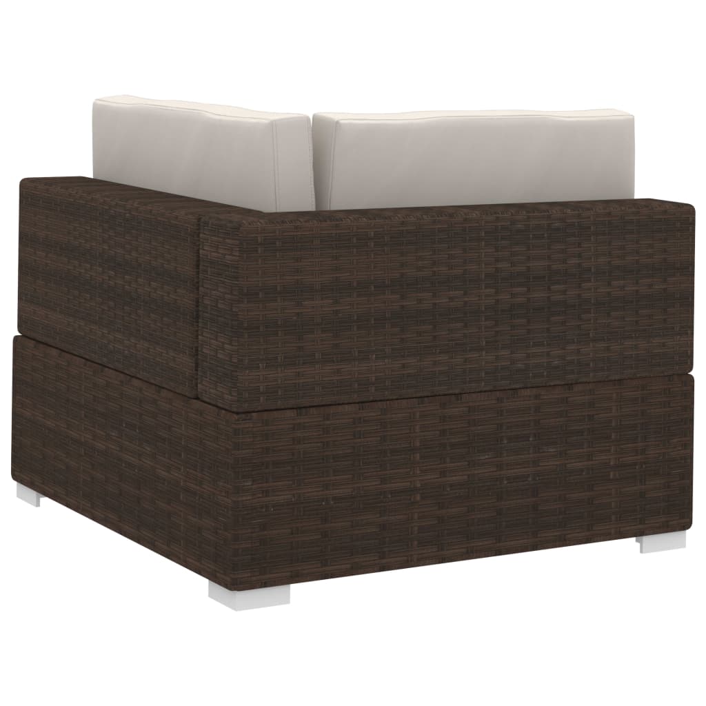 4-delige Loungeset met kussens poly rattan bruin is nu te koop bij PeponiXL, paradijselijk wonen!