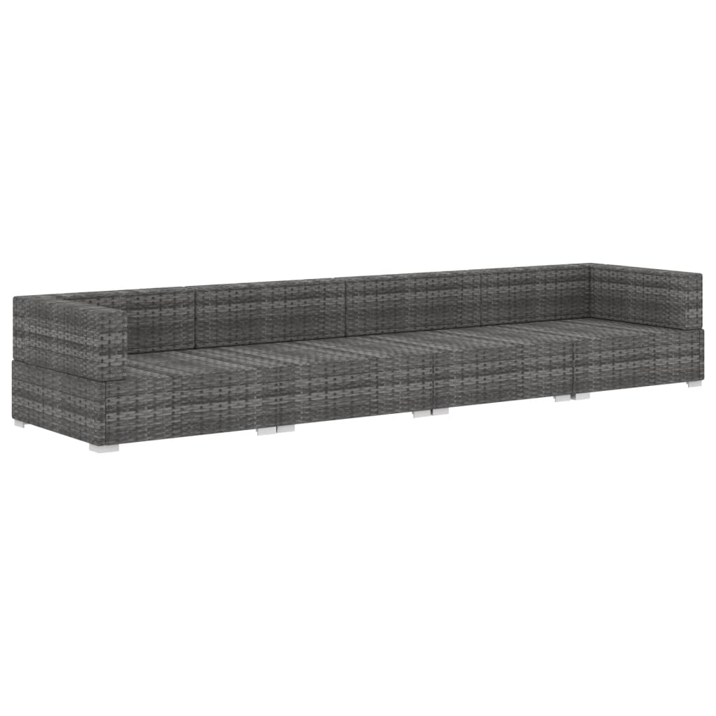 4-delige Loungeset met kussens poly rattan grijs is nu te koop bij PeponiXL, paradijselijk wonen!