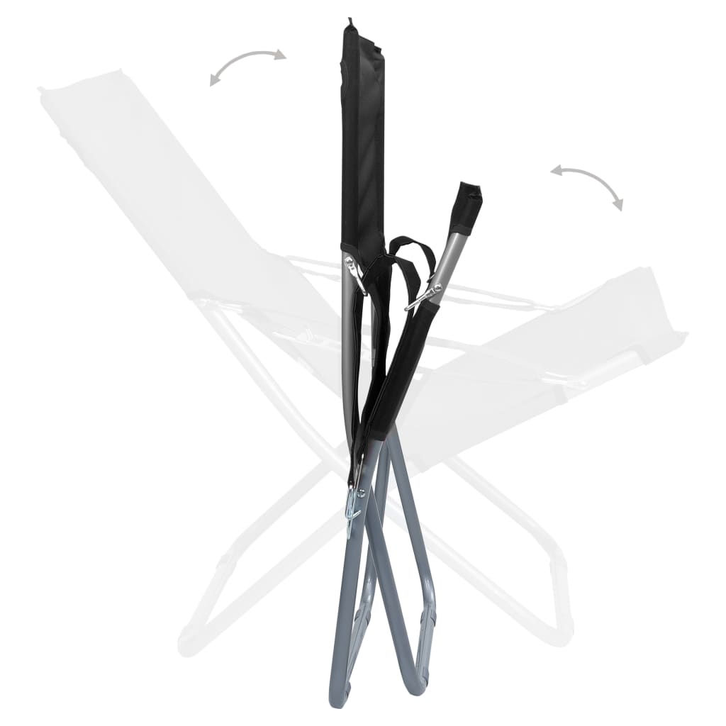 Strandstoelen 2 st inklapbaar stof zwart is nu te koop bij PeponiXL, paradijselijk wonen!