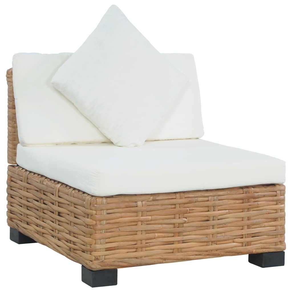 Bank zonder armleuning met kussens natuurlijk rattan is nu te koop bij PeponiXL, paradijselijk wonen!