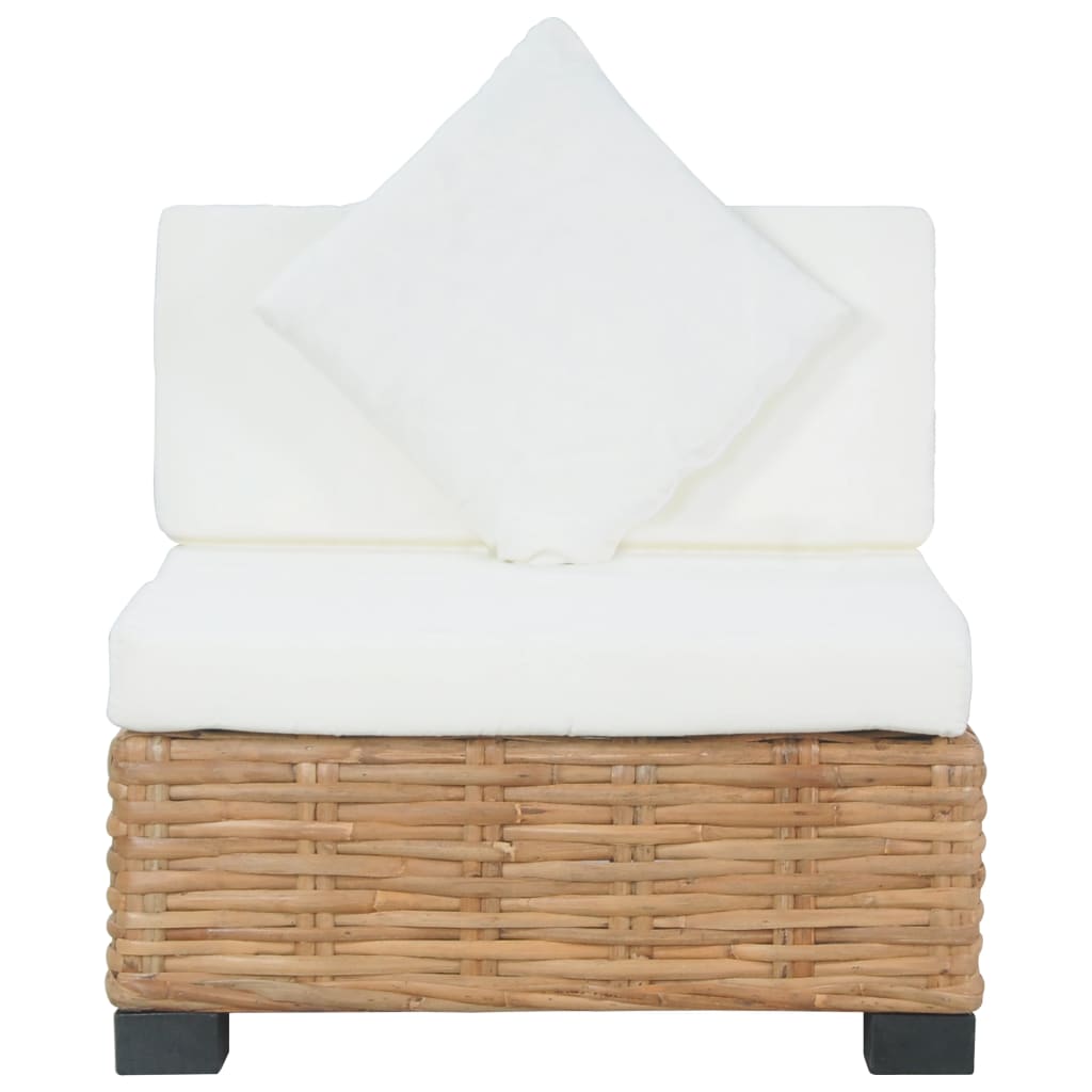 Bank zonder armleuning met kussens natuurlijk rattan is nu te koop bij PeponiXL, paradijselijk wonen!