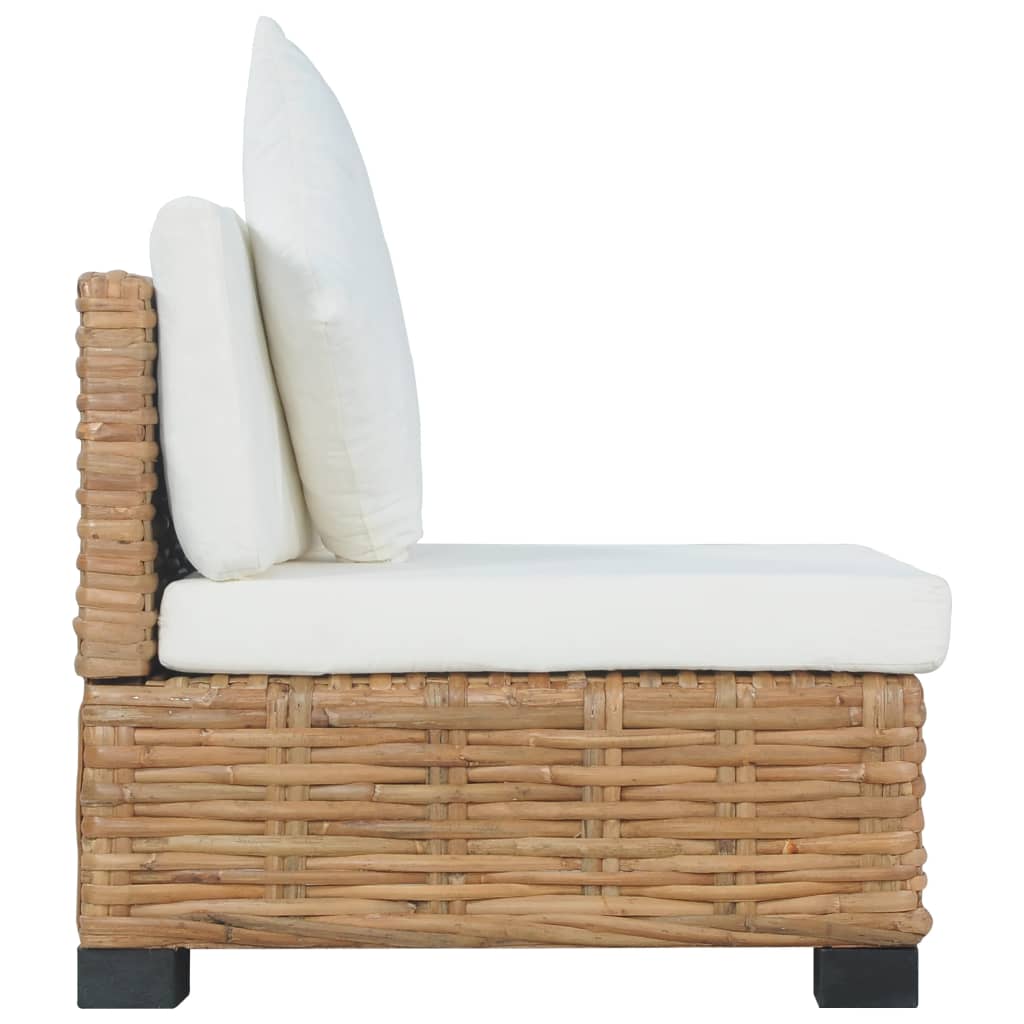 Bank zonder armleuning met kussens natuurlijk rattan is nu te koop bij PeponiXL, paradijselijk wonen!