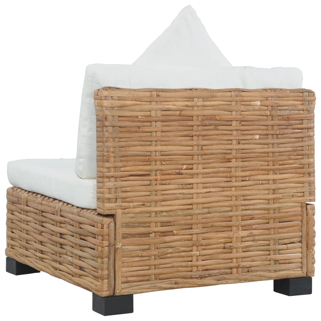 Bank zonder armleuning met kussens natuurlijk rattan is nu te koop bij PeponiXL, paradijselijk wonen!