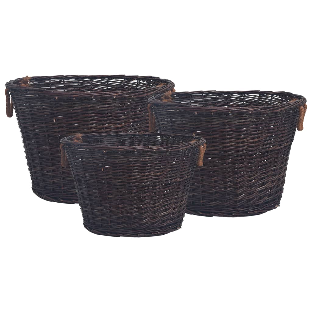 3-delige Houtmandenset stapelbaar wilgenhout donkerbruin is nu te koop bij PeponiXL, paradijselijk wonen!