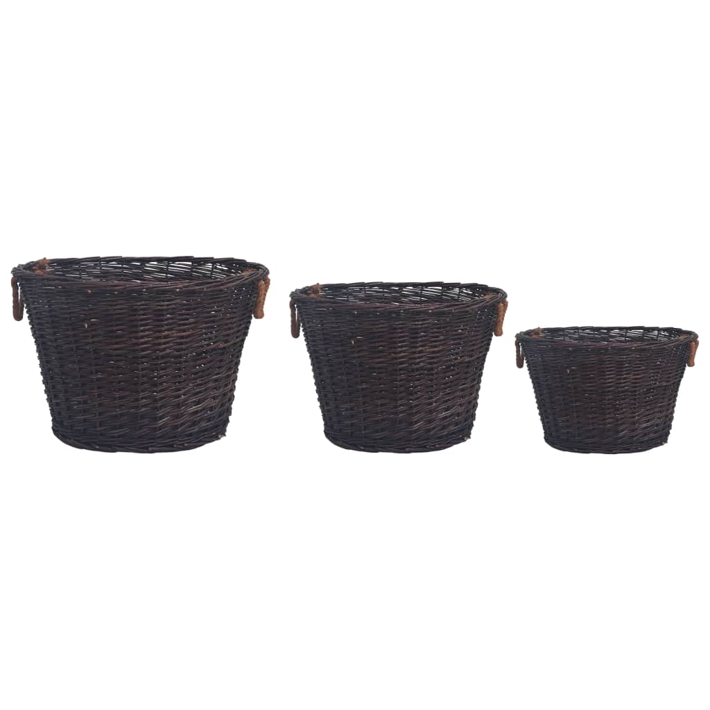 3-delige Houtmandenset stapelbaar wilgenhout donkerbruin is nu te koop bij PeponiXL, paradijselijk wonen!