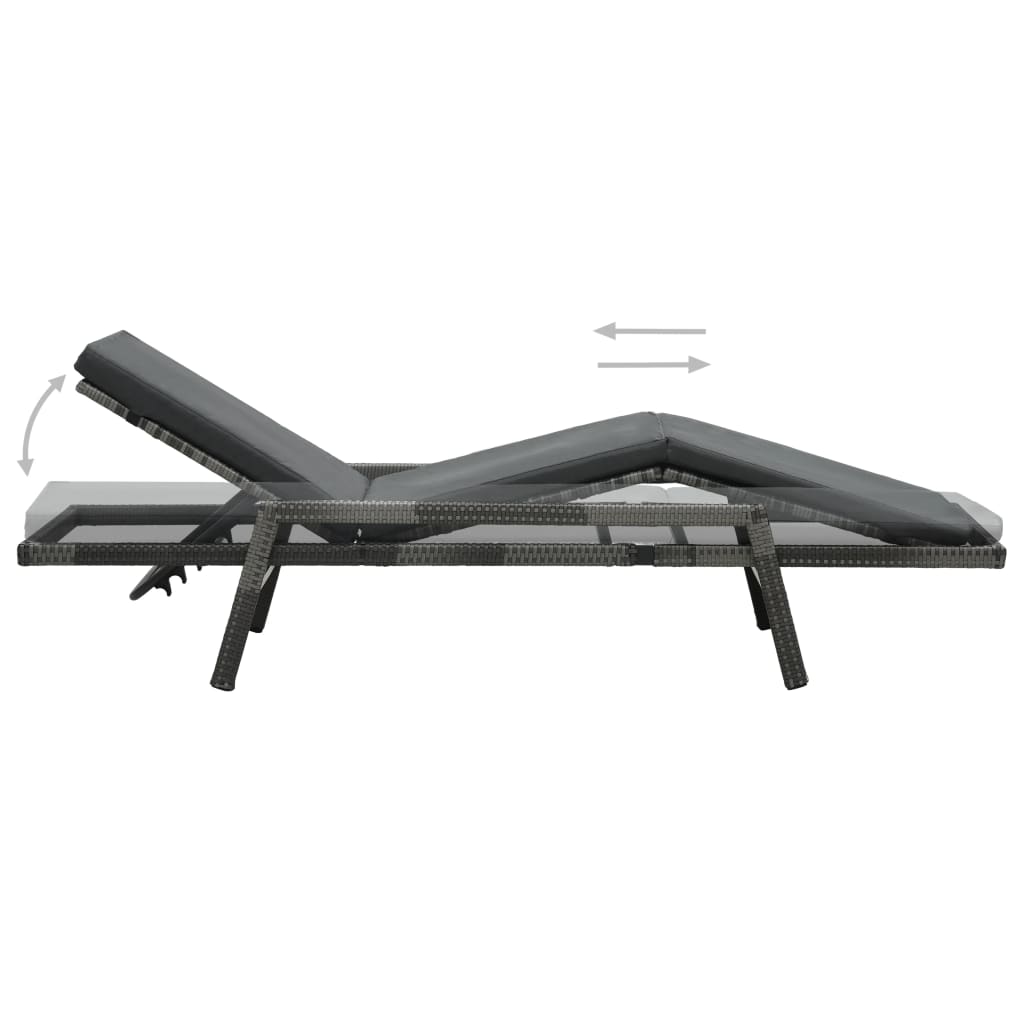 Ligbed met kussen poly rattan grijs is nu te koop bij PeponiXL, paradijselijk wonen!